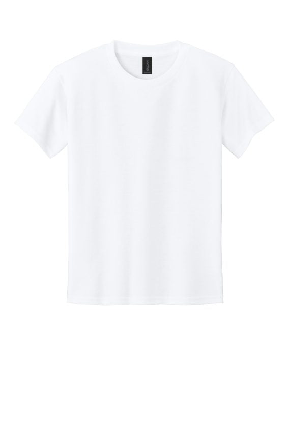 Gildan G800B Youth DryBlend White blank T-shirt front