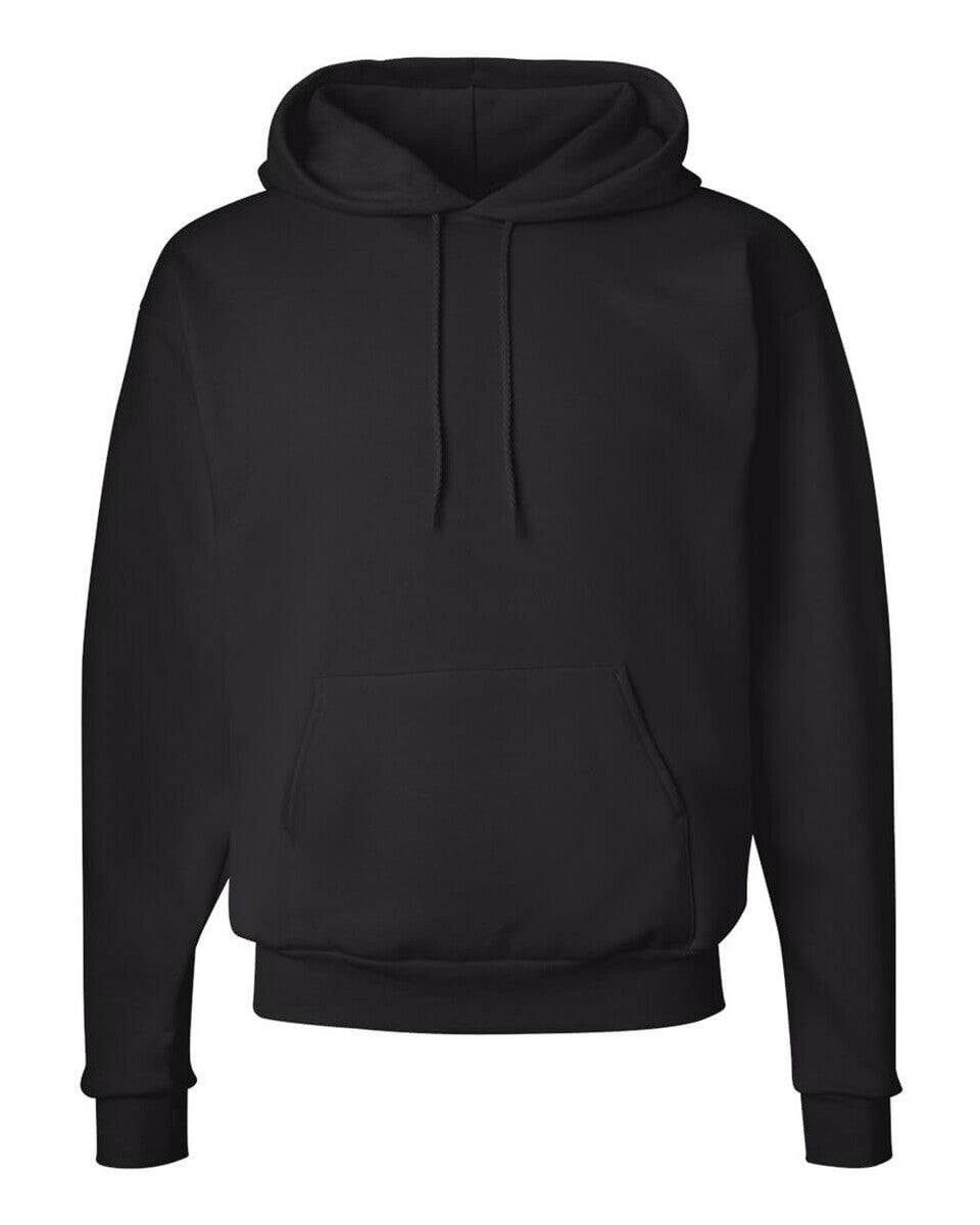 Hanes EcoSmart P170 Black blank pullover hoodie front